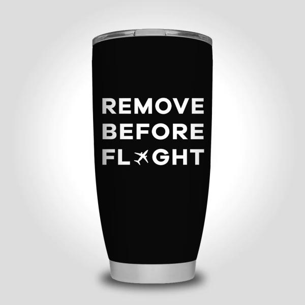 Remove Before Flight Designed Tumbler Travel Mugs black 600ml
